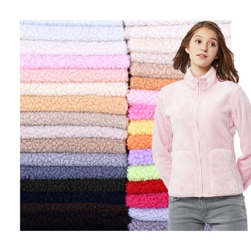 Solid Color Sherpa Fabric with Thick Plush Pile for Cozy Outerwear1